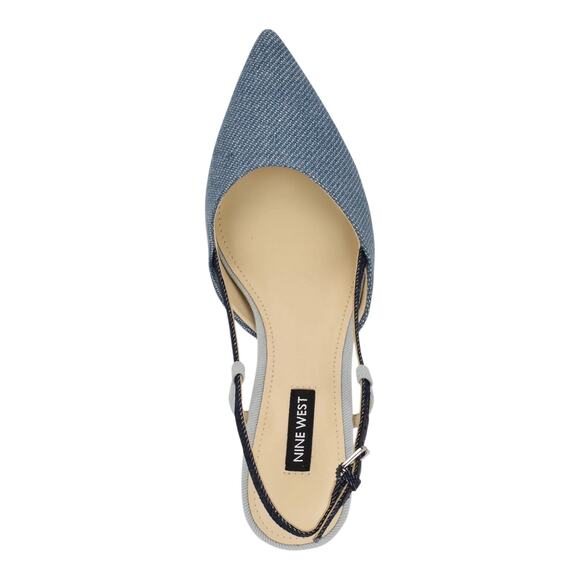 Nine West Women's Rhonda Kitten Heel Slingback Pumps Blue Denim Size 7 1/2 M - Picture 3 of 4